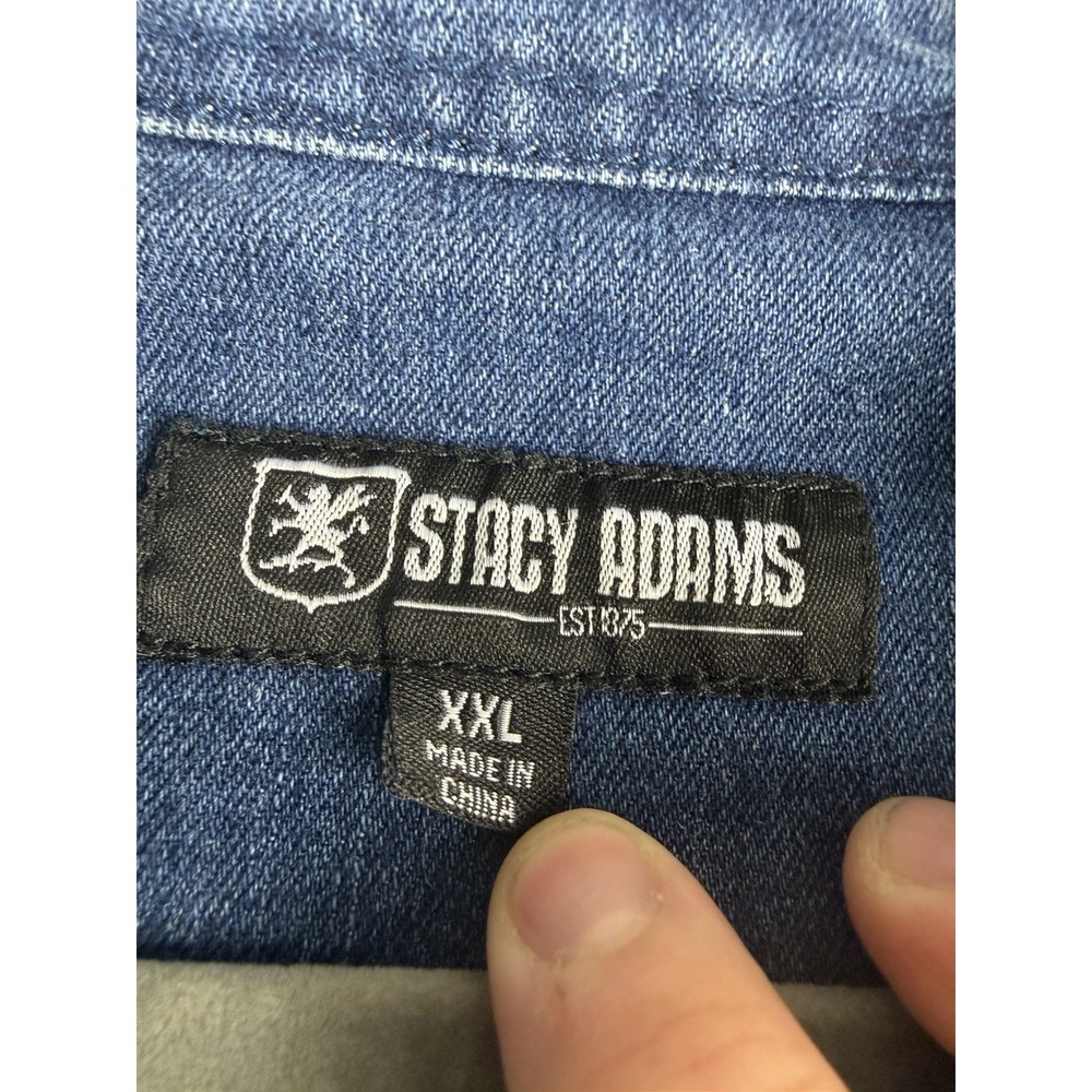 Stacy Adams blue distressed jean button up denim jacket, women's xxl - Picture 3 of 7